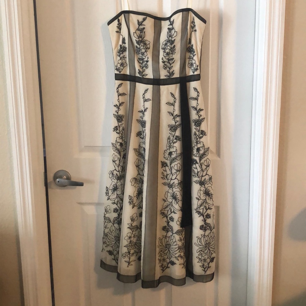 BCBGMaxAzria Strapless Dress in Black and Cream